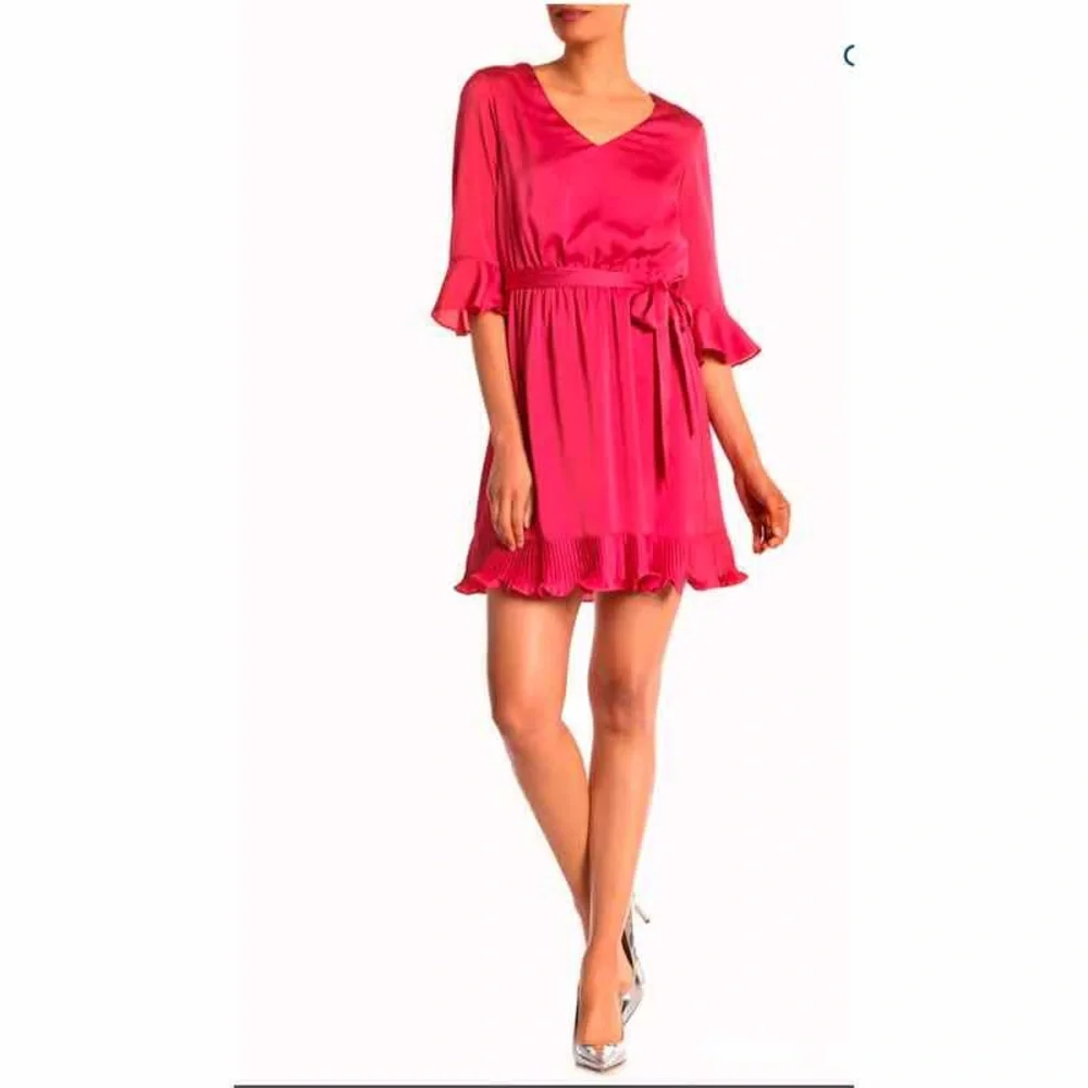 bebe Pink Ruffle Mini Dress - Picture 1 of 4